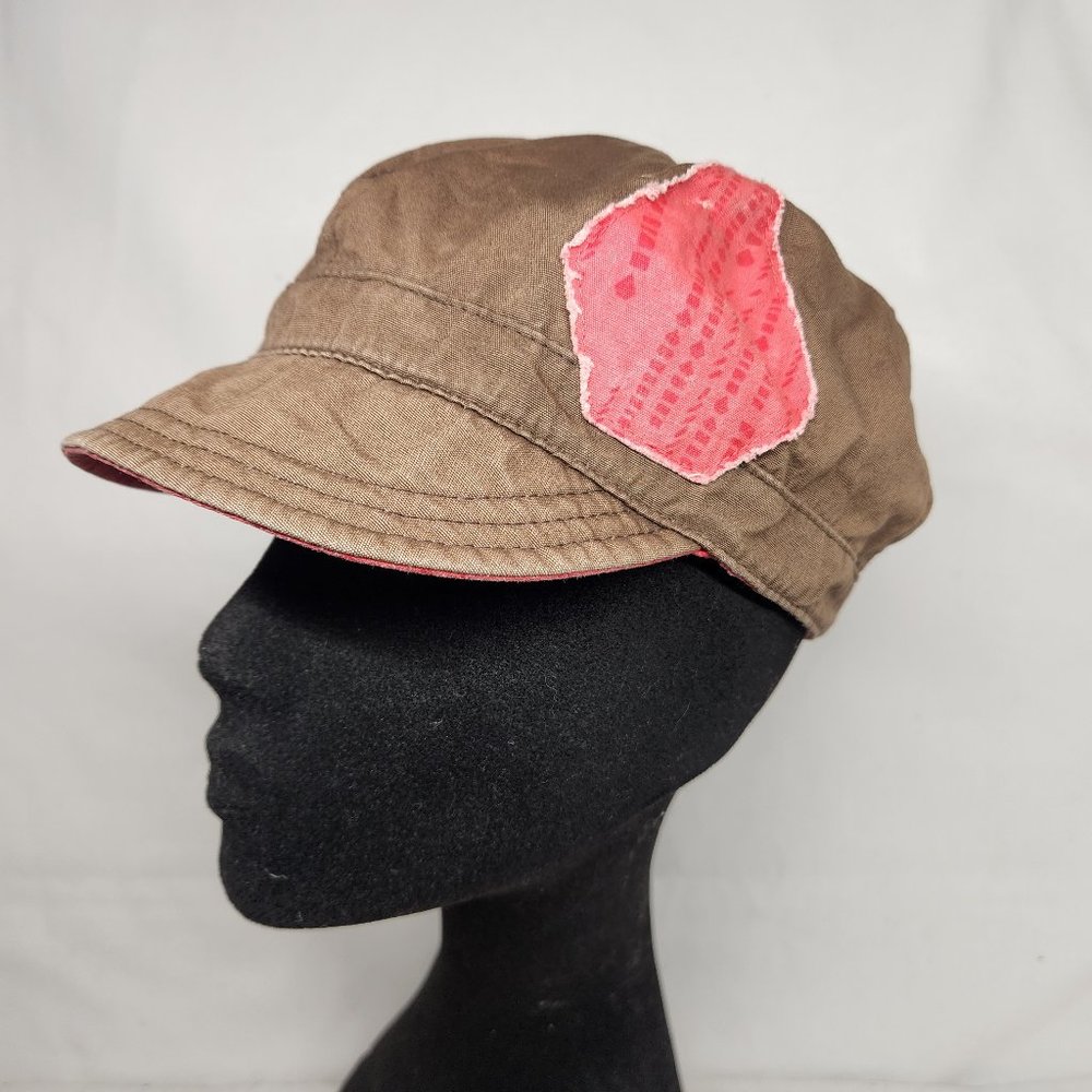 Volcom Womens Brown Pink Reversible Cadet Military Logo Hat Cap Stretch OS